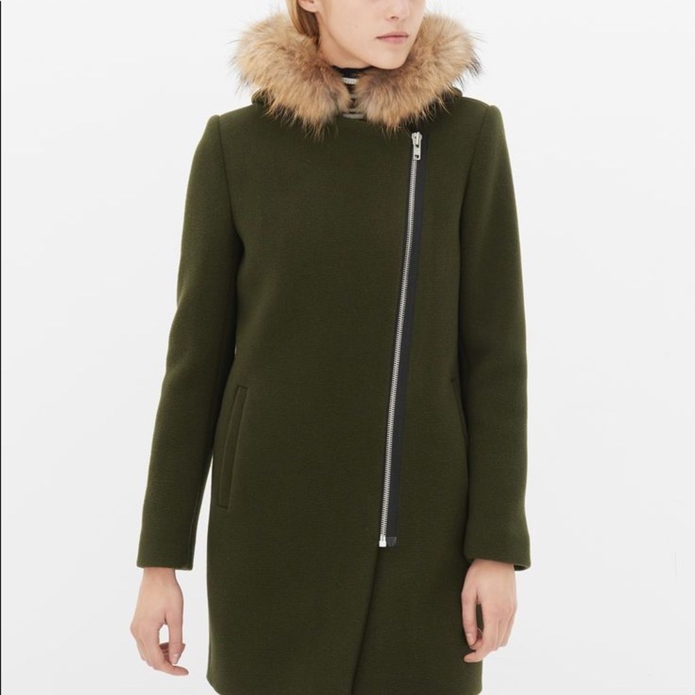 Sandro Mary Fur Trimmed Wool Coat